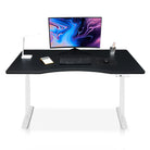 bureau assis debout incurvé 160cm pieds arrondis blanc / plateau noir