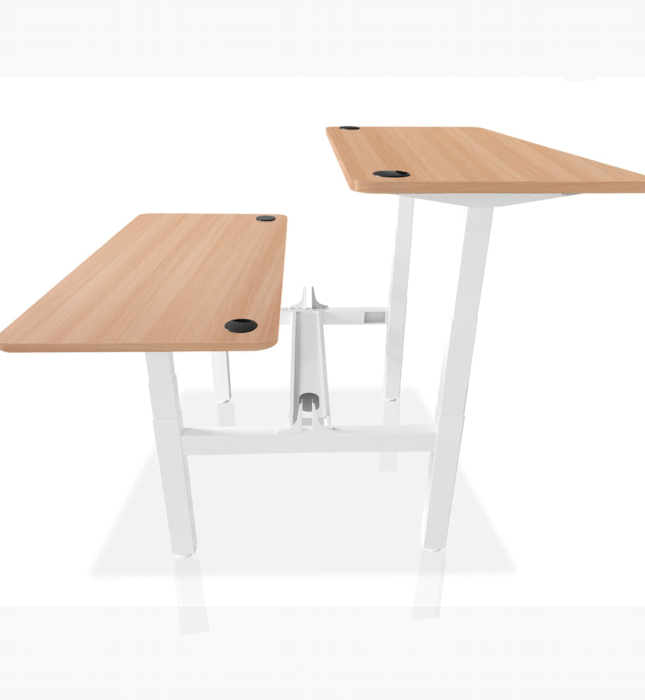 bureau assis debout DUO 160x80cm coloris blanc chêne