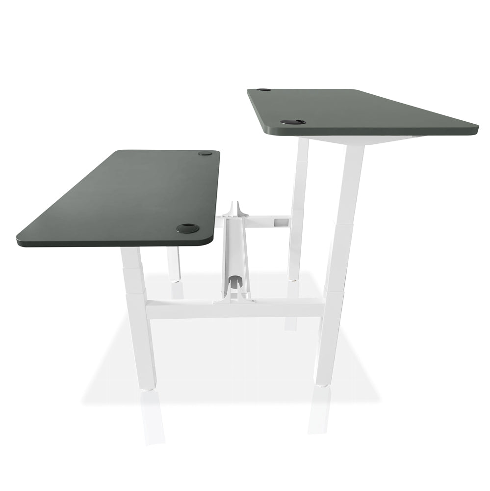 bureau assis debout DUO 140x70cm coloris blanc gris cendré