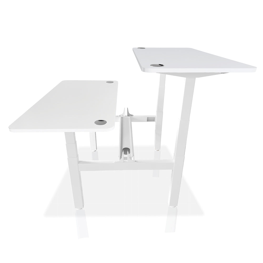 bureau assis debout DUO 140x70cm coloris blanc plateaux blancs