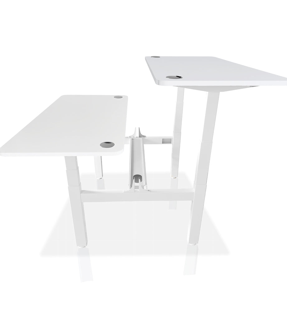 bureau assis debout DUO 140x80cm coloris blanc plateaux blanc
