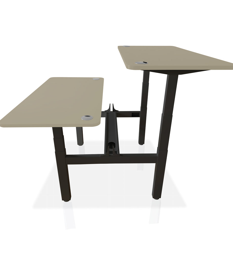 bureau assis debout DUO 180x80cm coloris noir beige taupe