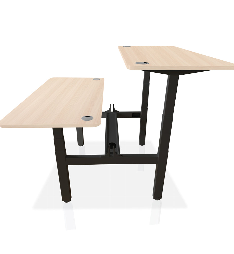 bureau assis debout DUO 140x80cm coloris noir chêne clair