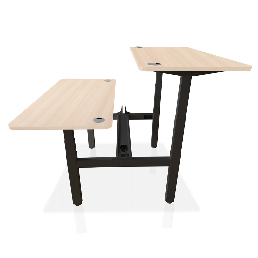 bureau assis debout DUO 140x70cm coloris noir chene clair