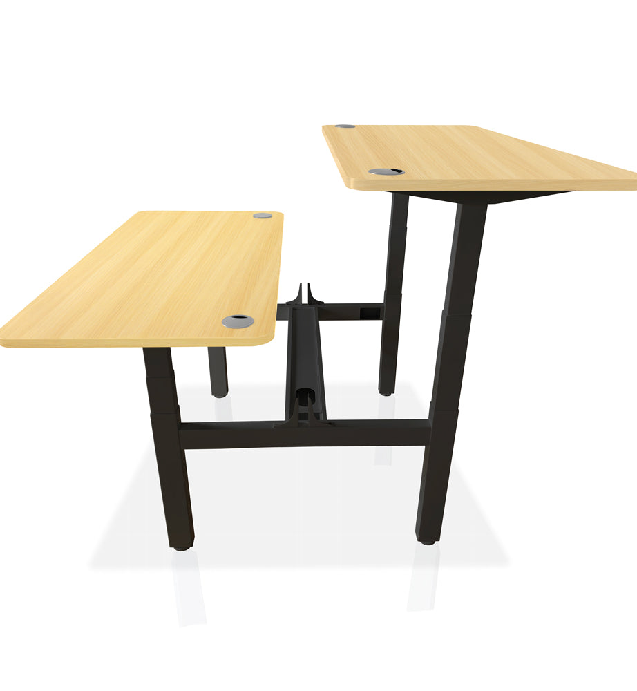 bureau assis debout DUO 140x70cm coloris noir chene doré