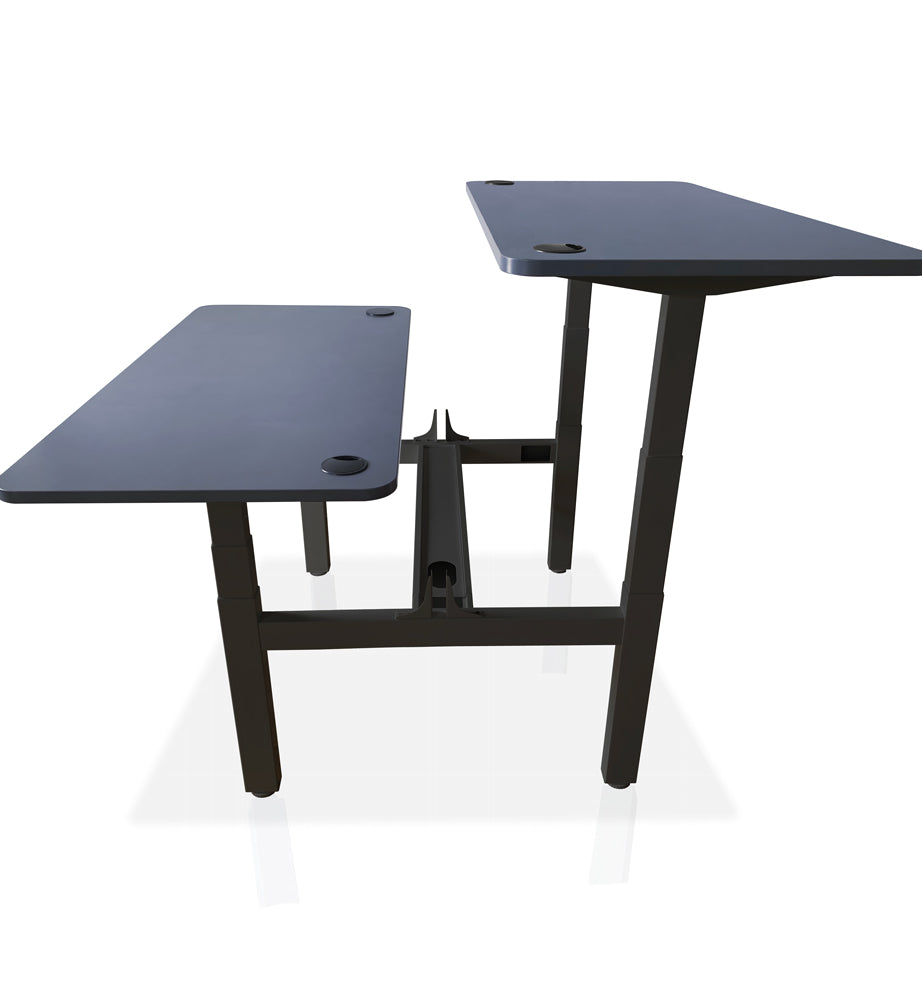 bureau assis debout DUO 180x80cm coloris noir gris ardoise