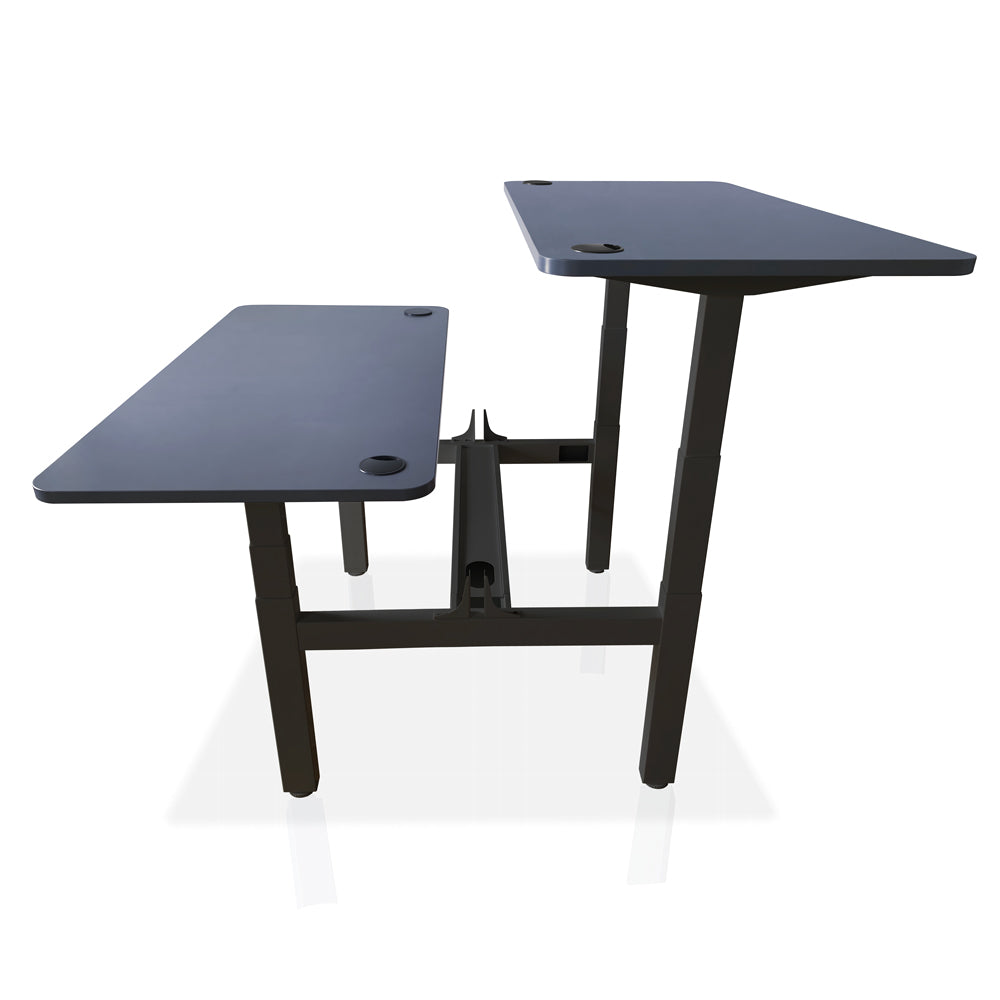 bureau assis debout DUO 180x80cm coloris noir gris ardoise