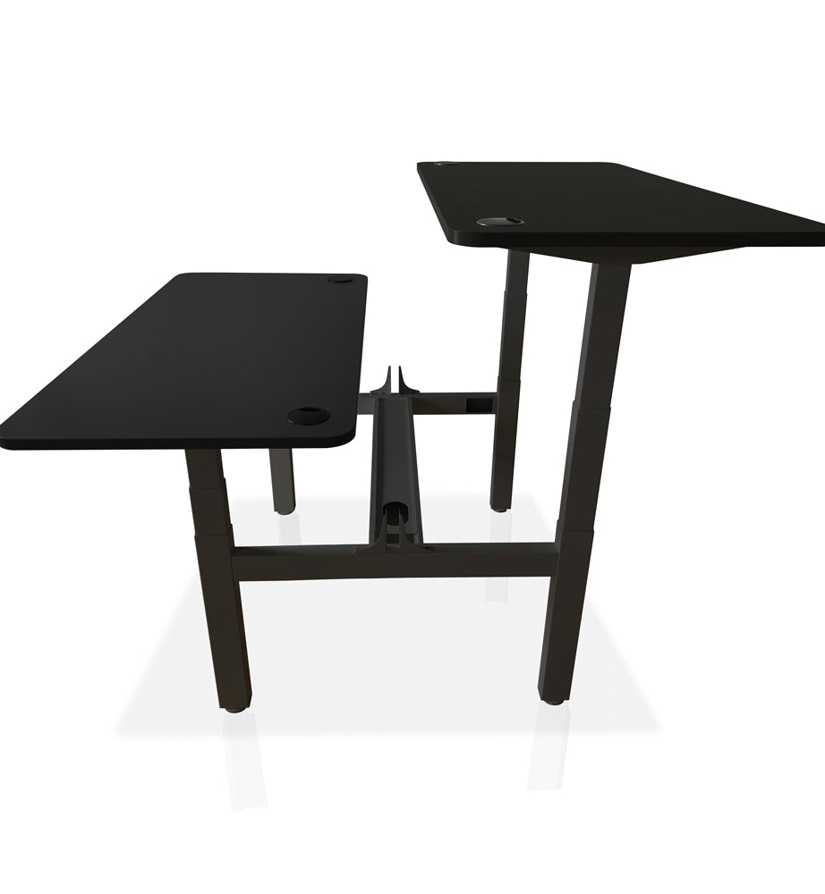 bureau assis debout DUO 180x80cm coloris noir plateaux noirs