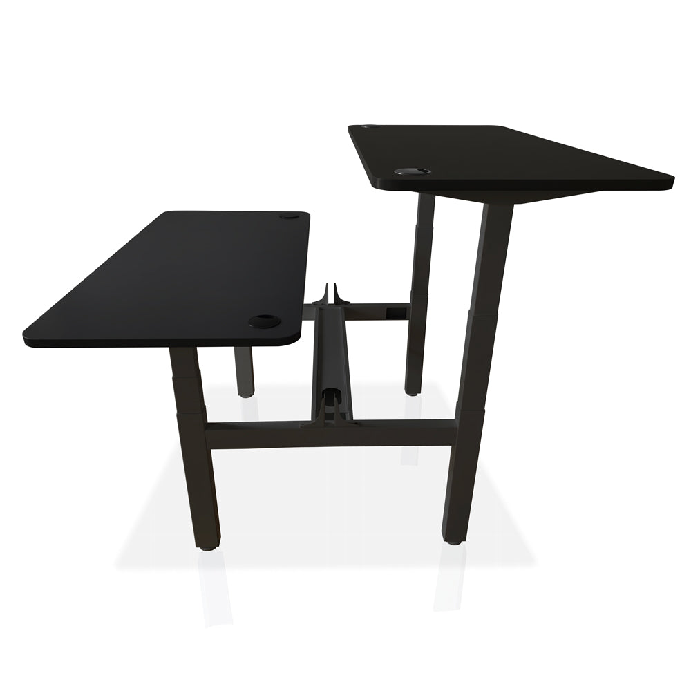 bureau assis debout DUO 180x80cm coloris noir plateaux noirs