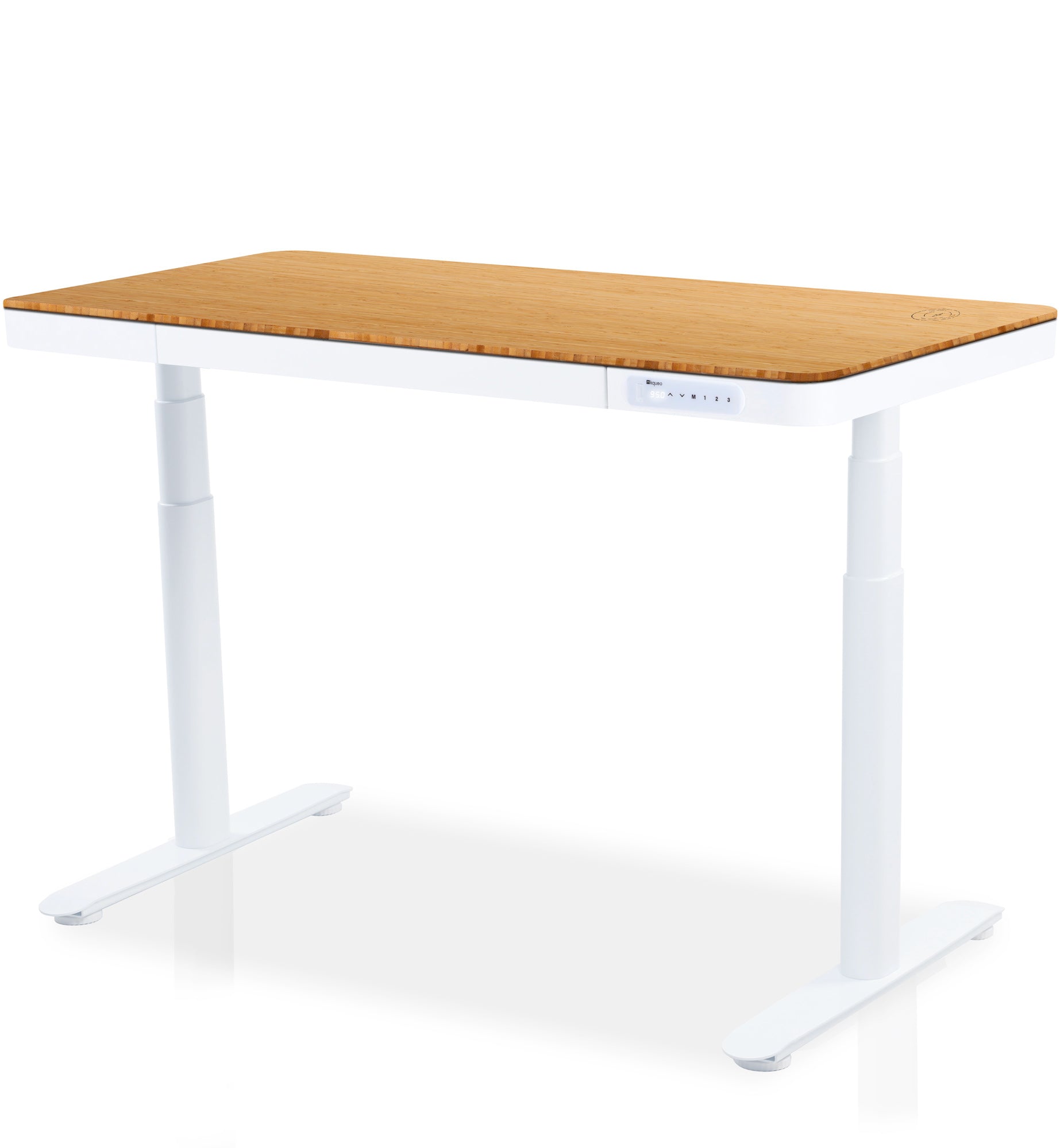 bureau assis debout DYNAMIC CONNECT BAMBOU pied blanc