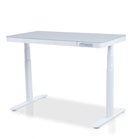 bureau assis debout DYNAMIC CIRCLE en verre trempé blanc 140 cm