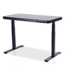 bureau assis debout DYNAMIC CIRCLE en verre trempé noir 140 cm