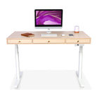 bureau assis debout DYNAMIC CIRCLE blanc coloris chene clair