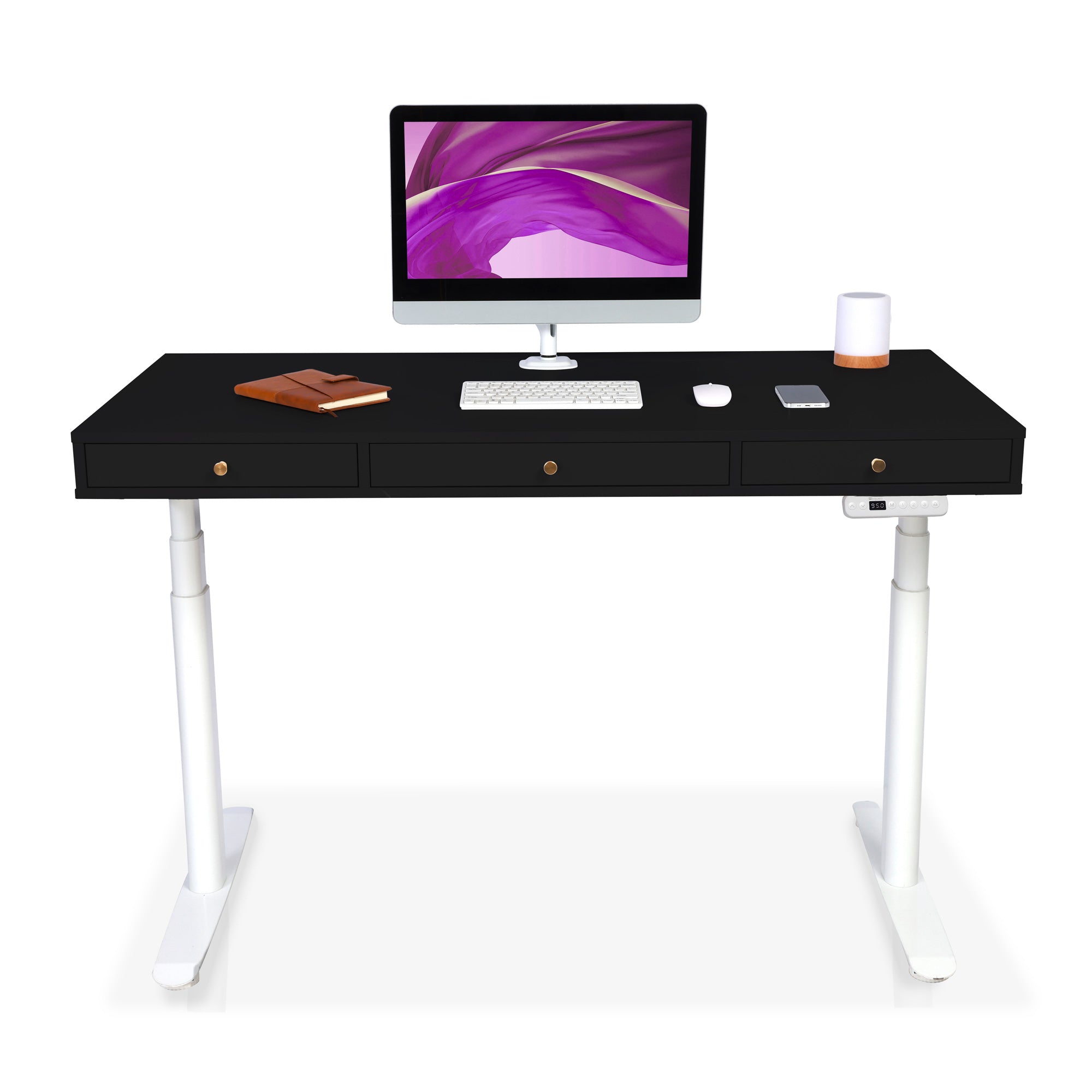 Bureau assis debout 3 tiroirs - SPACE DYNAMIC CIRCLE 2 160x80 cm blanc-noir