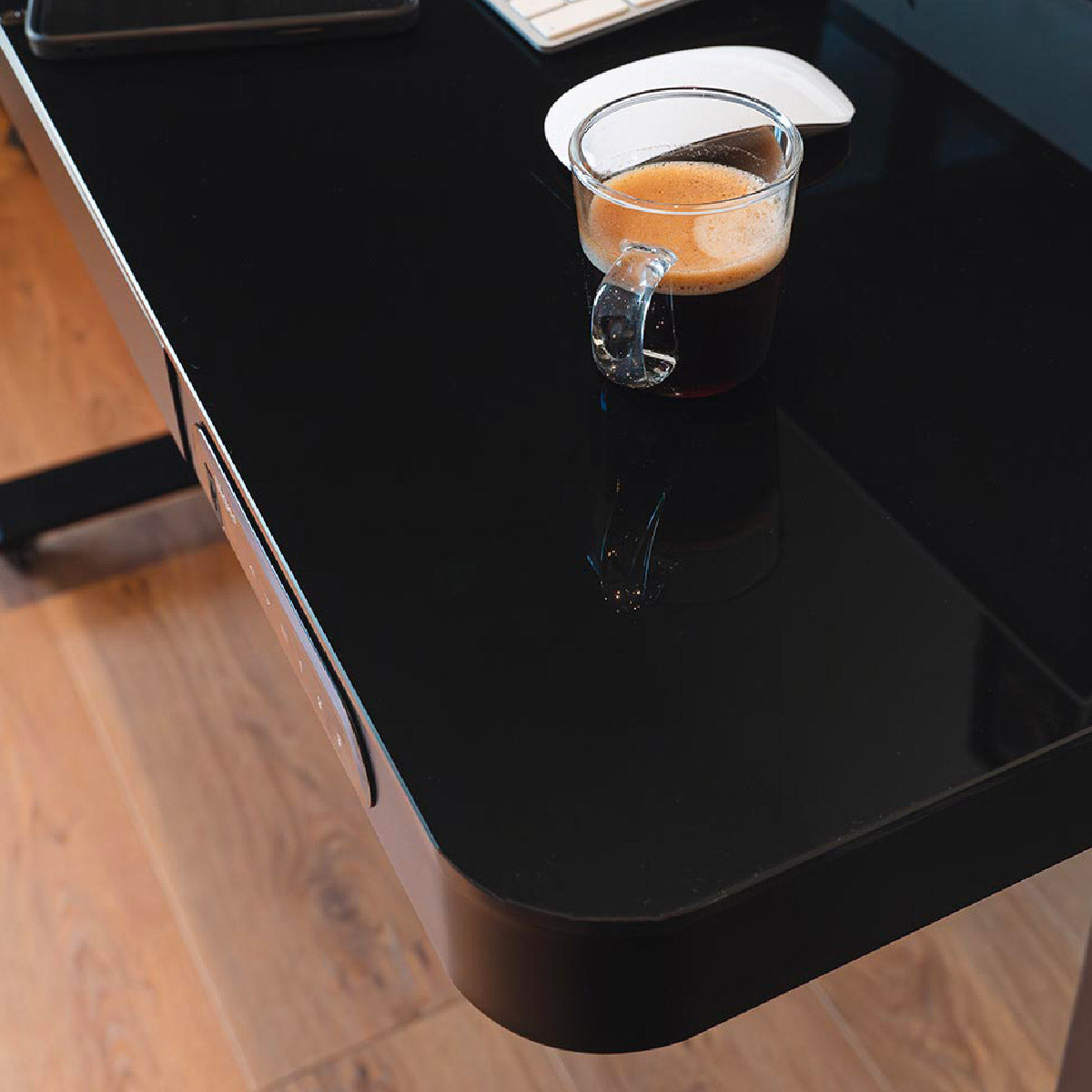 plateau de bureau CONNECT en verre trempé noir