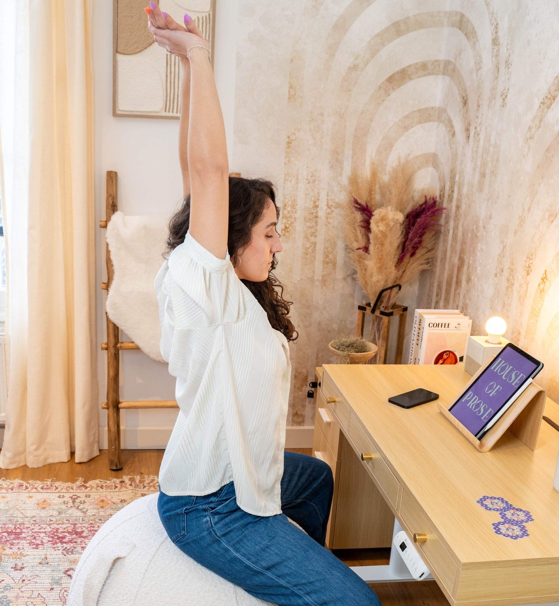 ballon ergonomique SPHERA bouclette blanc_ambiance