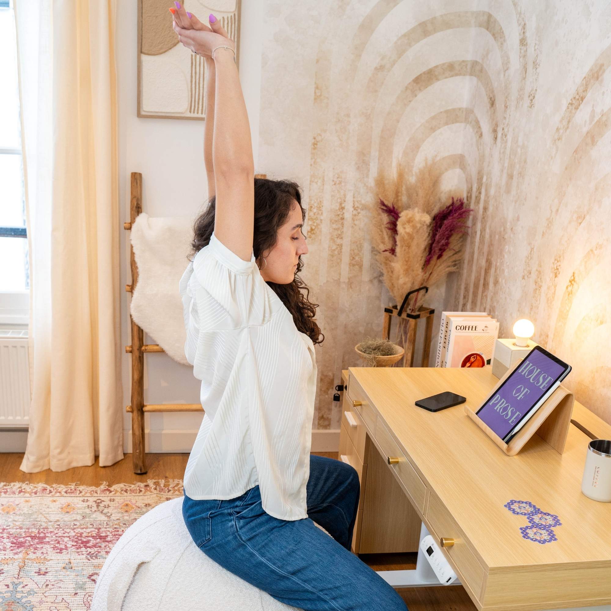 ballon ergonomique SPHERA bouclette blanc_ambiance