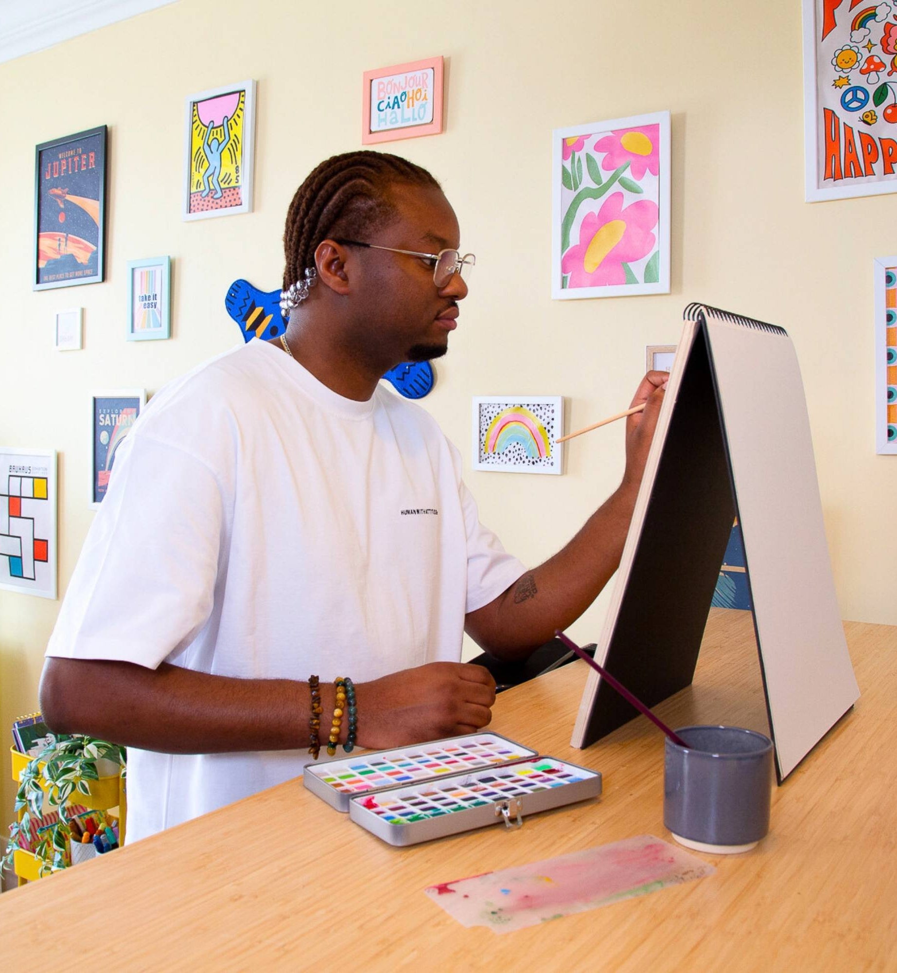 bureau assis debout dynamic circle bambou_ambiance