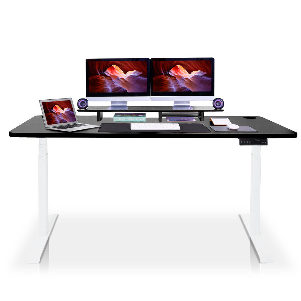 bureau assis debout 240x80cm DYNAMIC blanc noir KQUEO