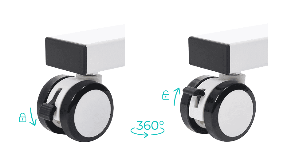 roues pivotable à 360° bureau assis debout manuel KQUEO