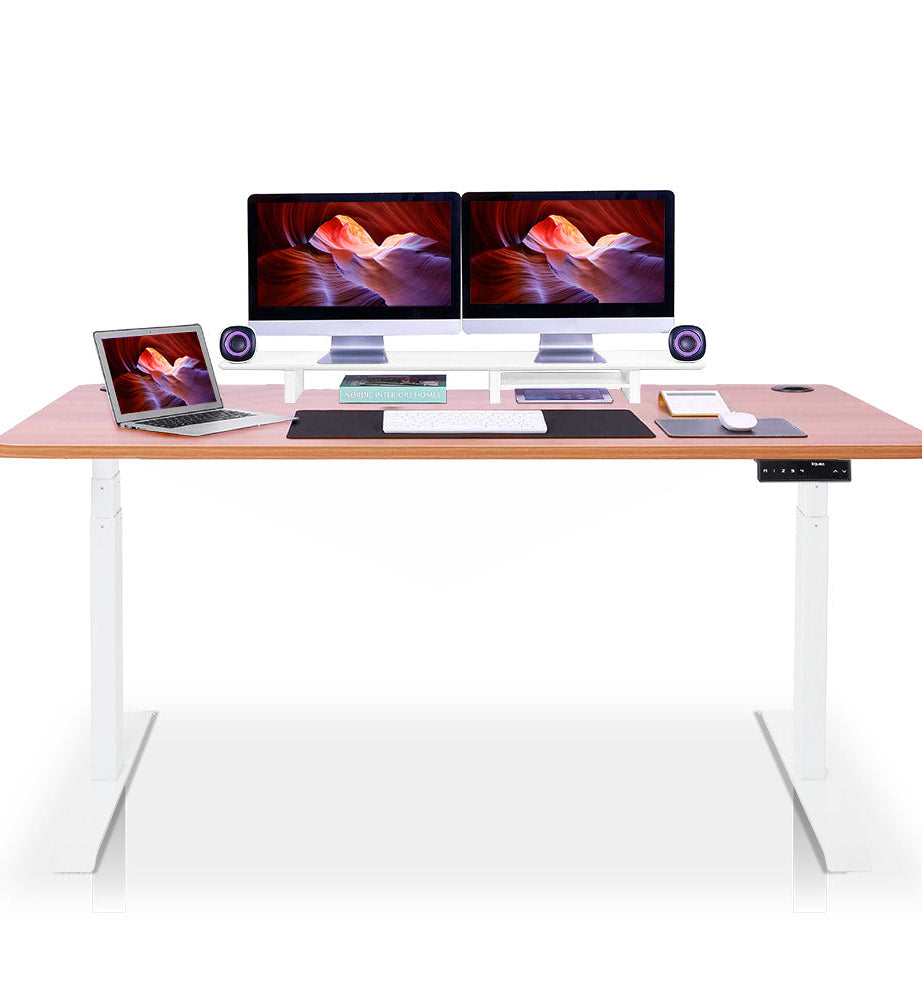 bureau assis debout 200x80cm blanc chene