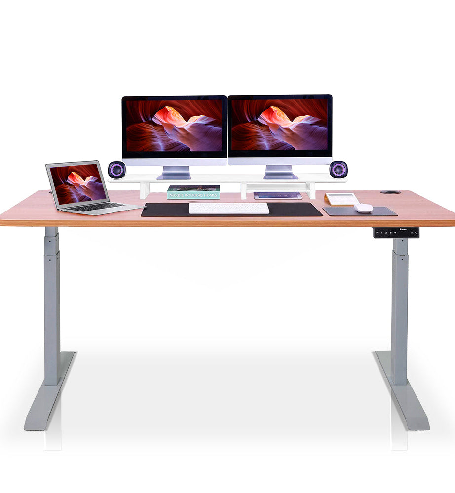 bureau assis debout 200x80cm gris chene