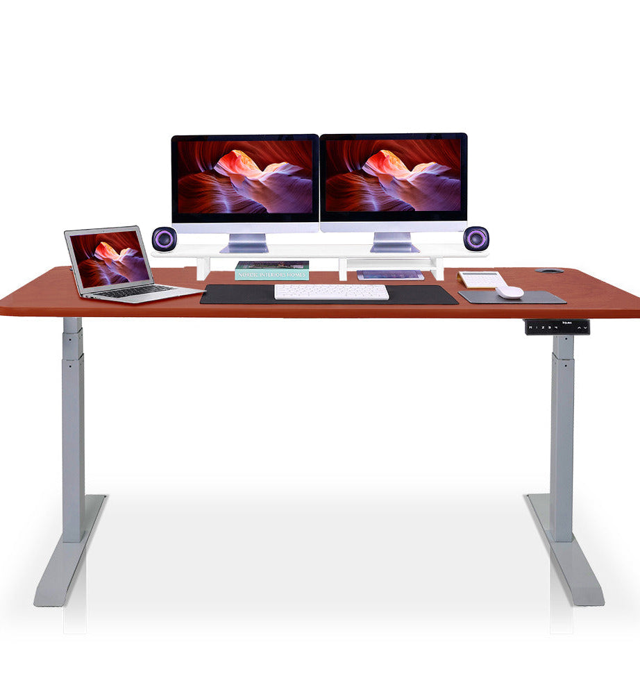 bureau assis debout 200x80cm gris chene foncé