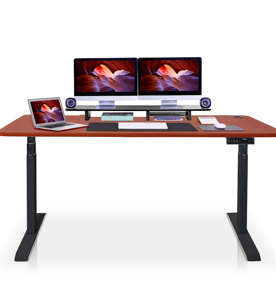 bureau assis debout 200x80cm noir chene foncé