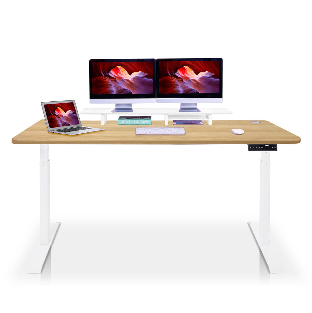 bureau assis debout DYNAMIC blanc/coloris chene doré 240x80cm