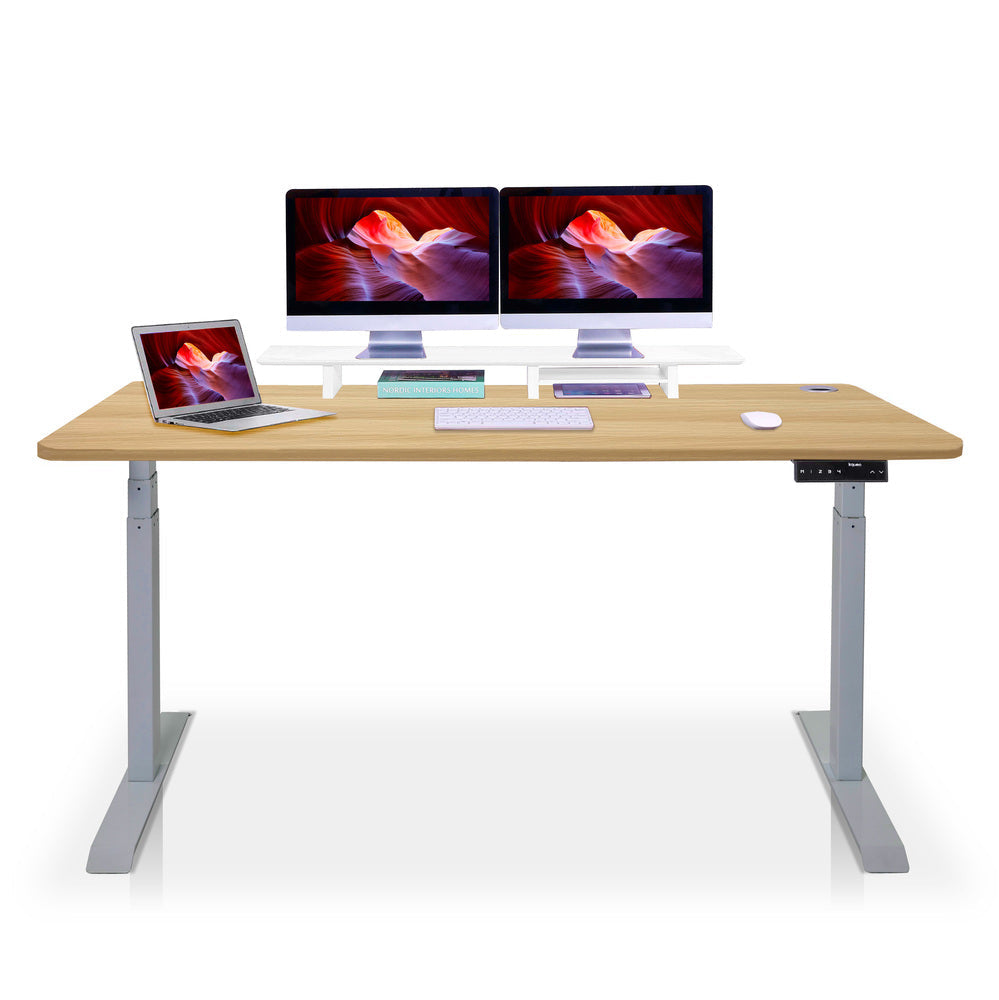 bureau assis debout DYNAMIC gris/coloris chene doré 240x80cm