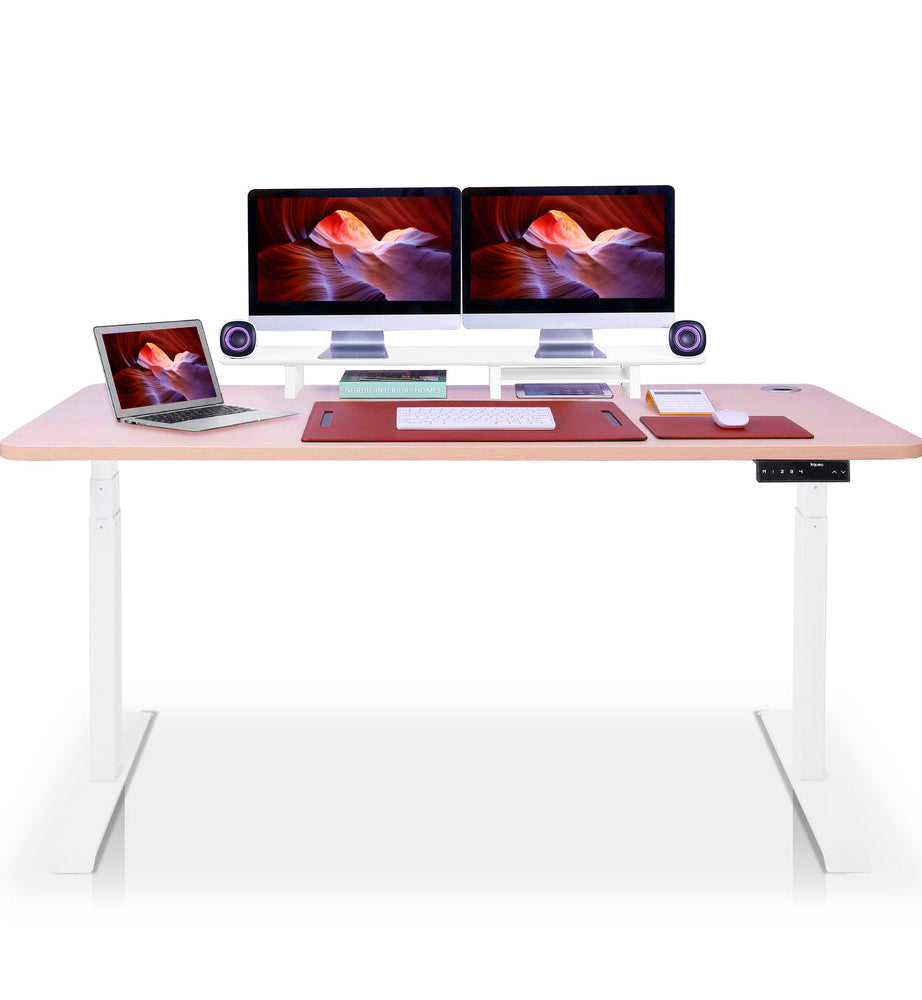 bureau assis debout 240x80cm DYNAMIC blanc chene clair