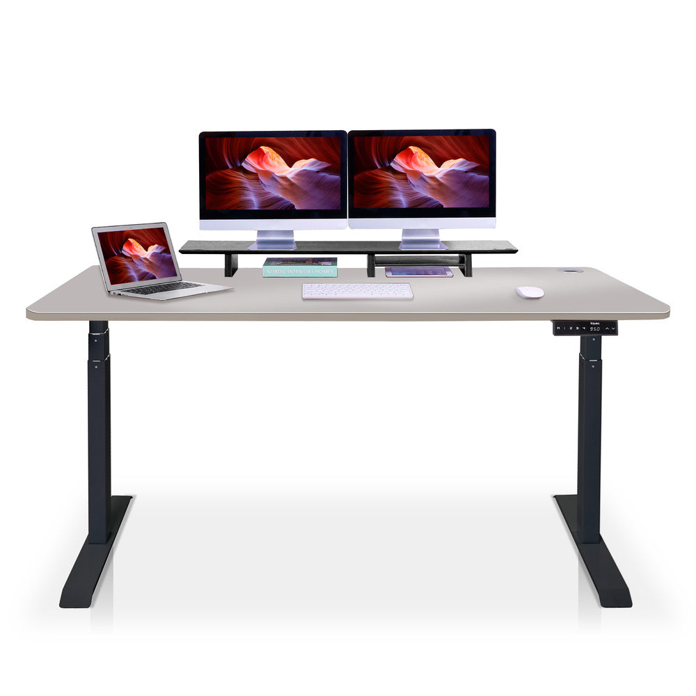 bureau assis debout 240x80cm DYNAMIC noir beige taupe