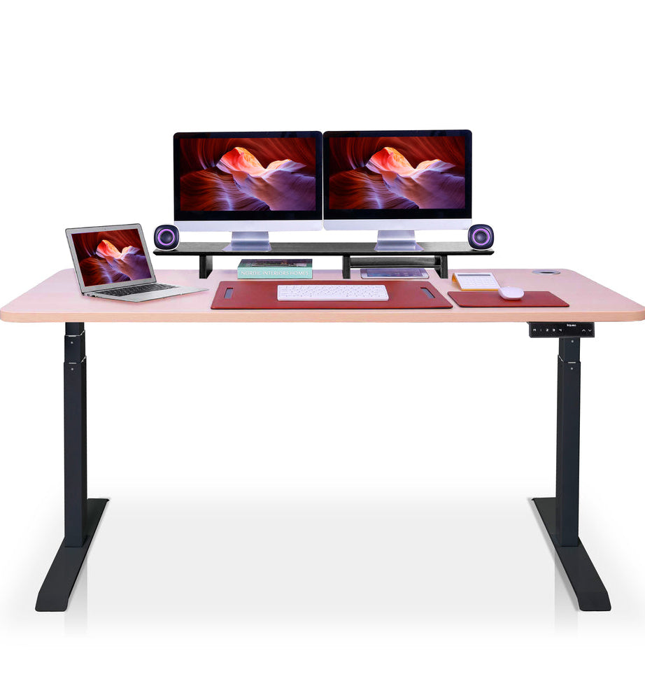 bureau assis debout 240x80cm DYNAMIC noir beige clair