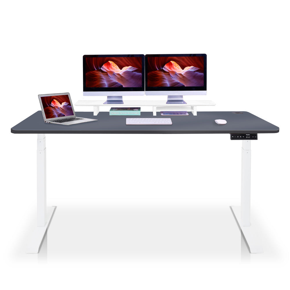 bureau assis debout DYNAMIC 200x80cm blanc gris ardoise