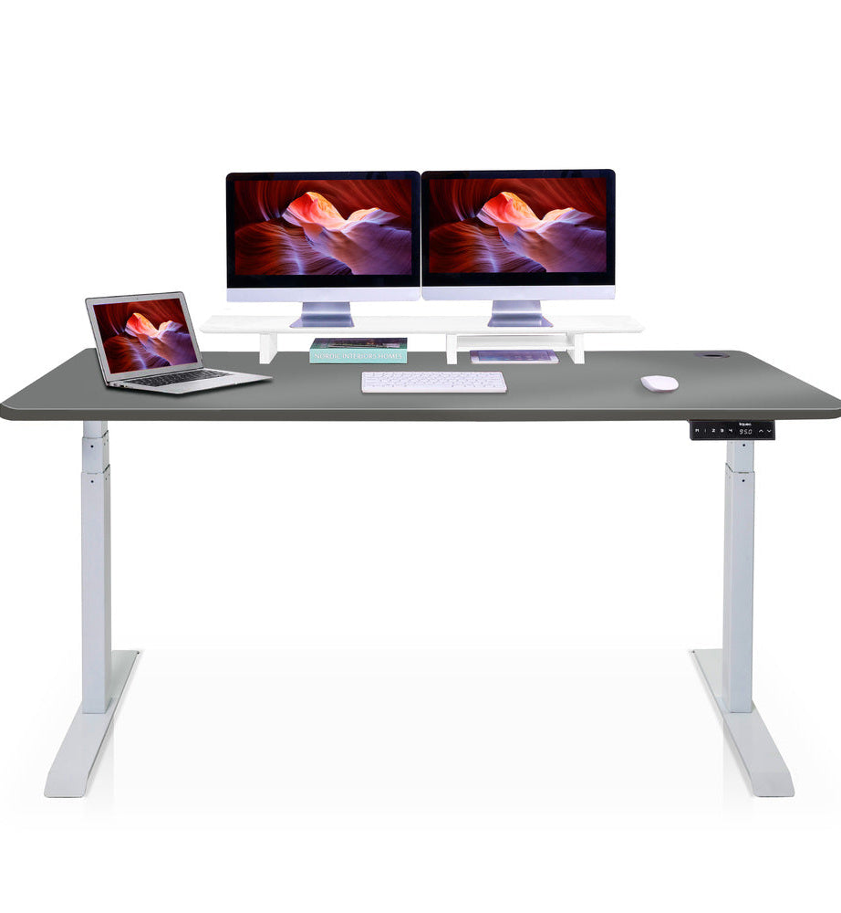 bureau assis debout DYNAMIC 200x80cm gris gris cendré