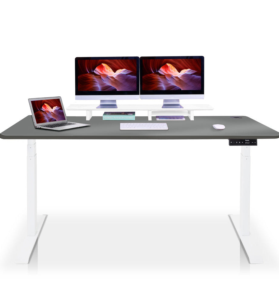 bureau assis debout DYNAMIC 200x80cm blanc gris cendré