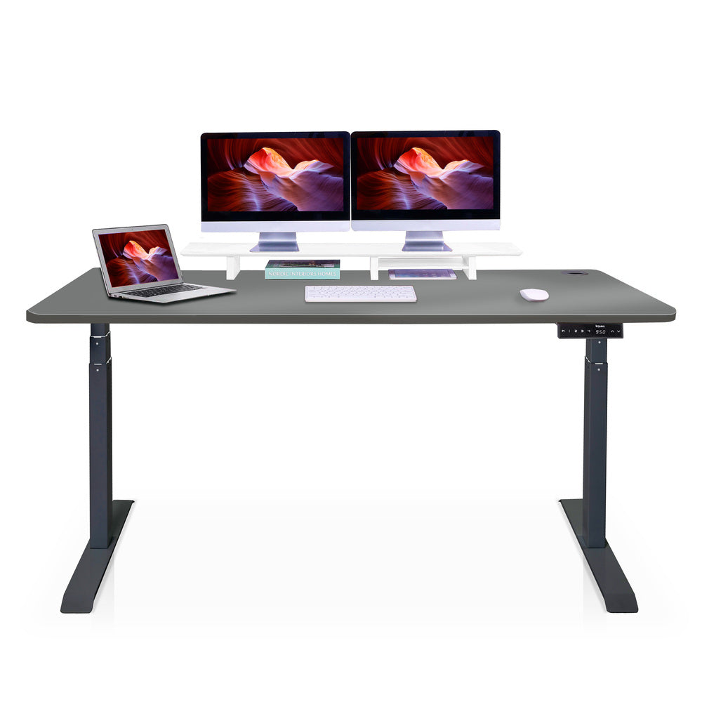 bureau assis debout DYNAMIC 200x80cm noir gris cendré