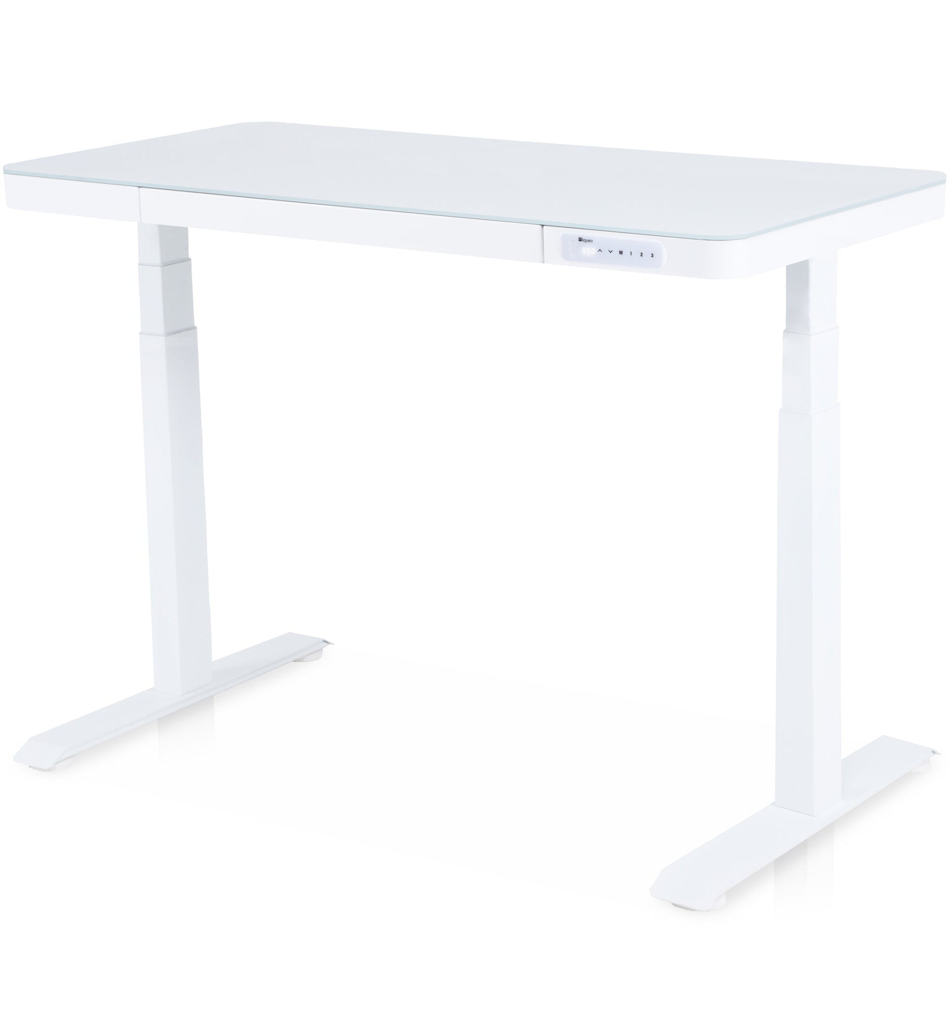 bureau assis debout en verre trempé KQUEO blanc