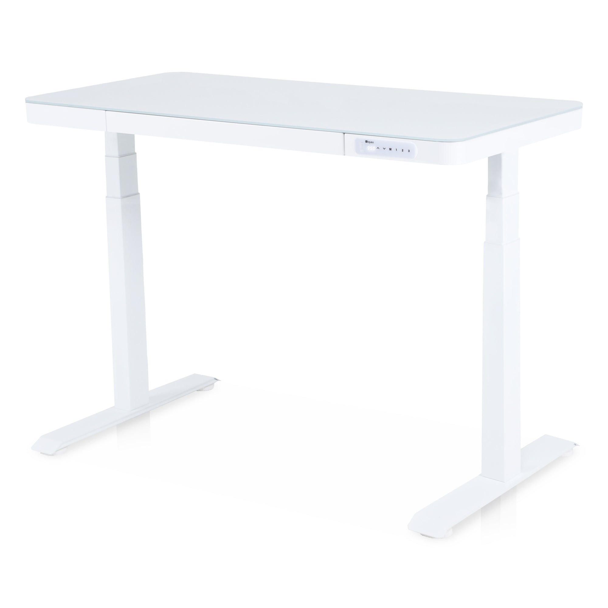bureau assis debout en verre trempé KQUEO blanc
