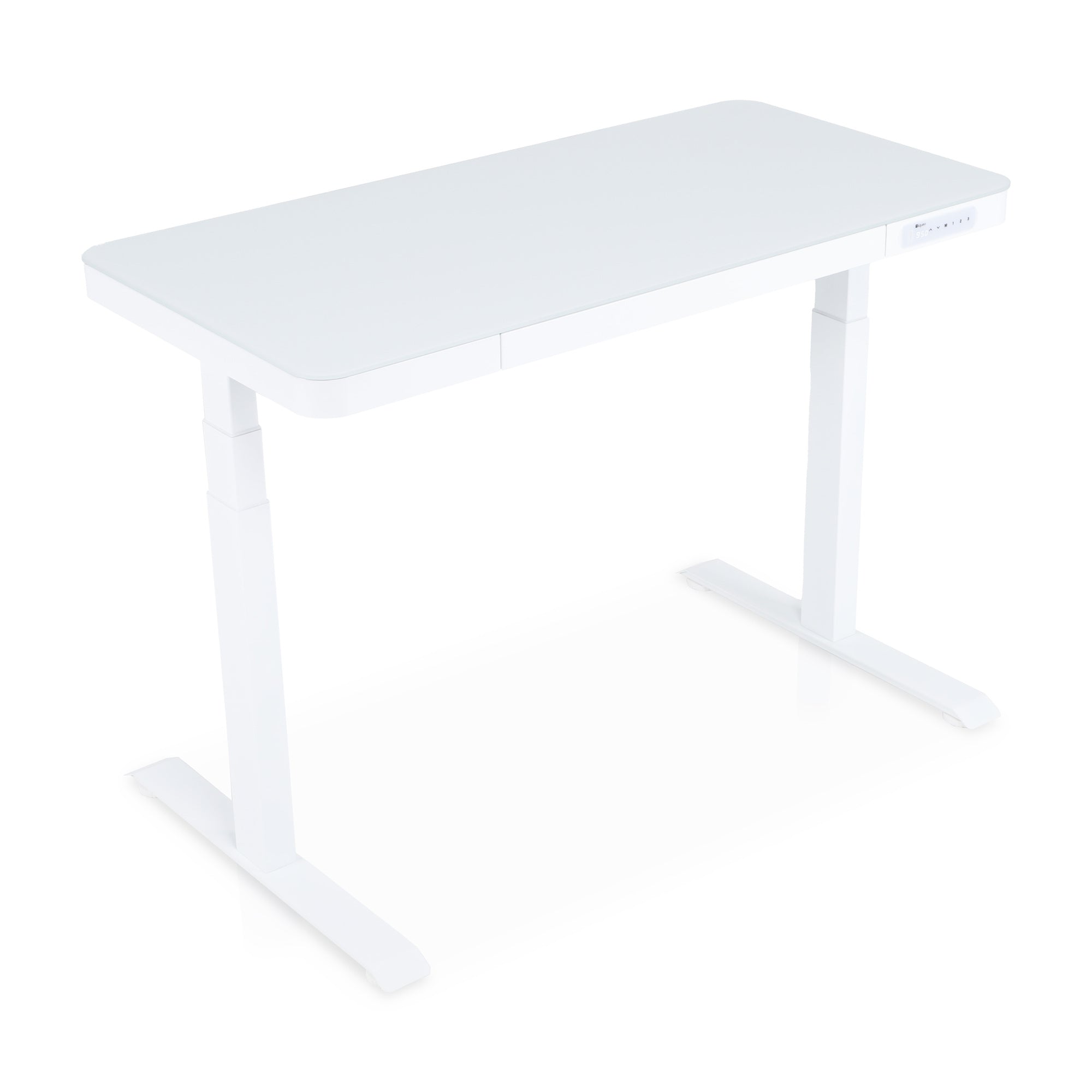 bureau assis debout en verre trempé KQUEO blanc