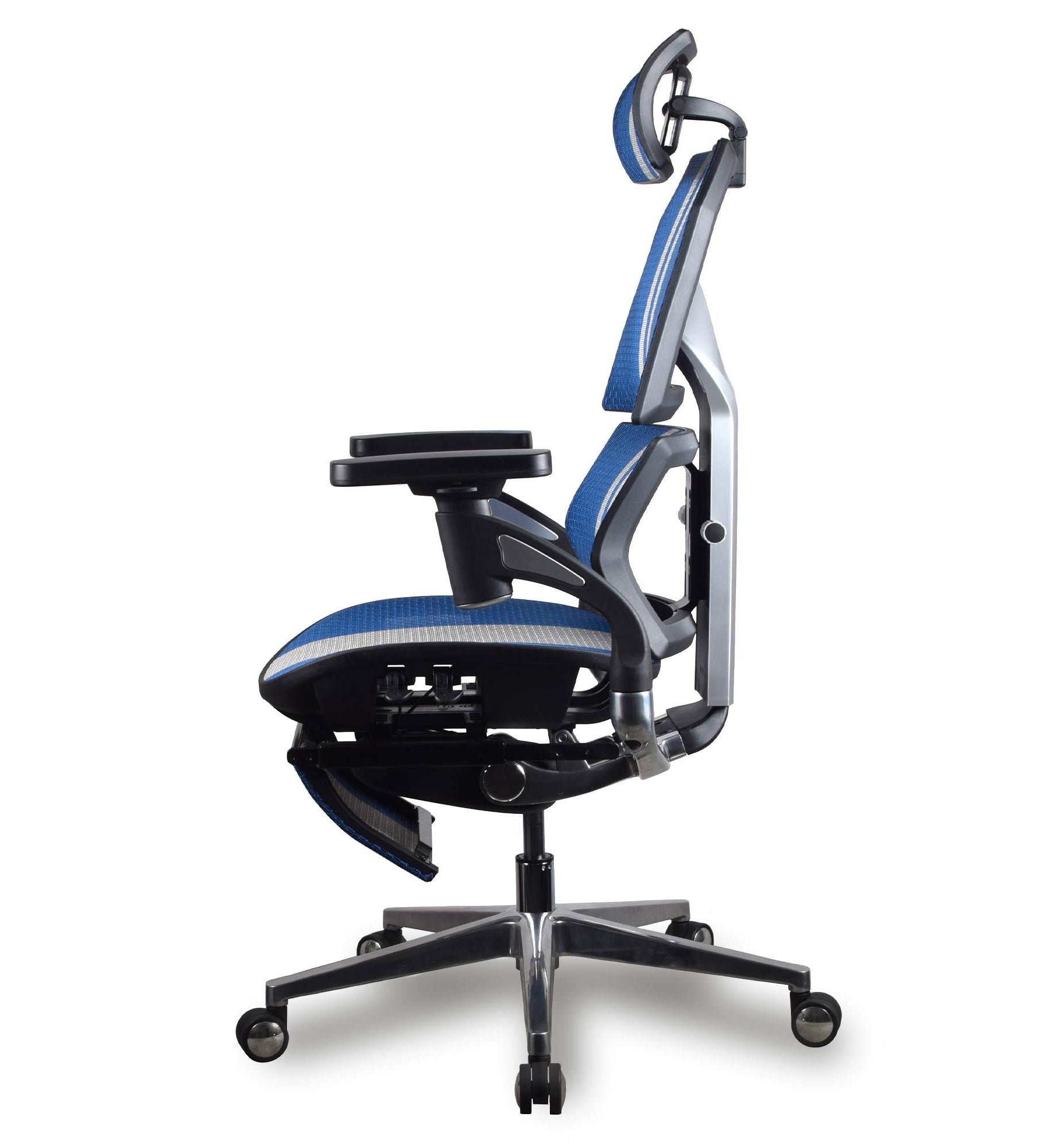 chaise ergonomique gamer kqueo AURA PREMIUM coloris bleu et blanc