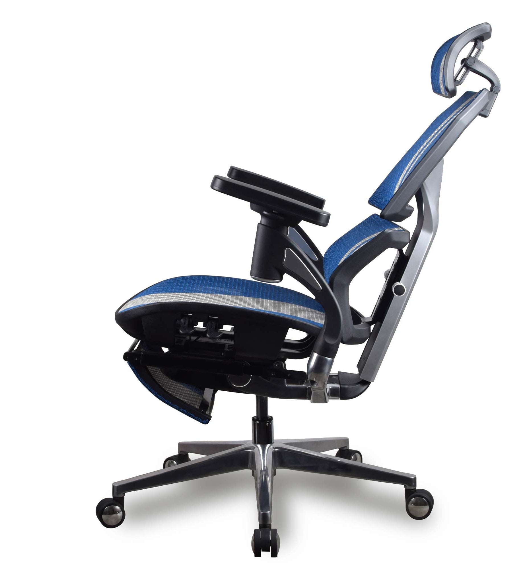chaise ergonomique gamer kqueo AURA PREMIUM coloris bleu et blanc