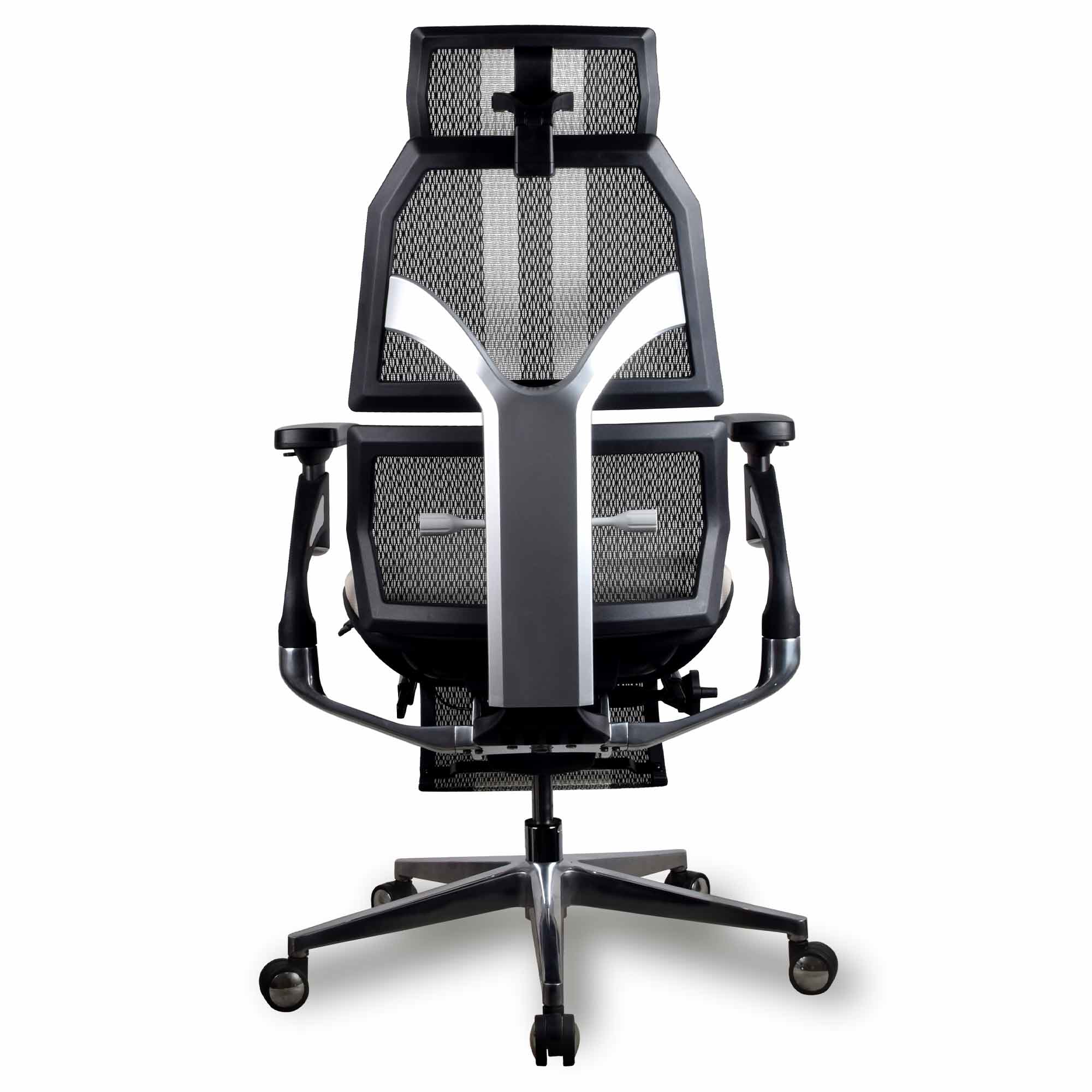 dossier chaise ergonomique gamer Kqueo noir / blanc mousse maille