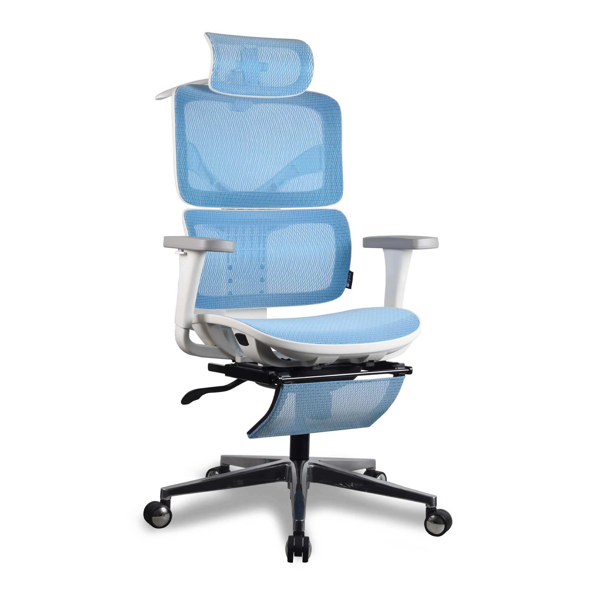 chaise ergonomique de bureau en maille bleu Kqueo