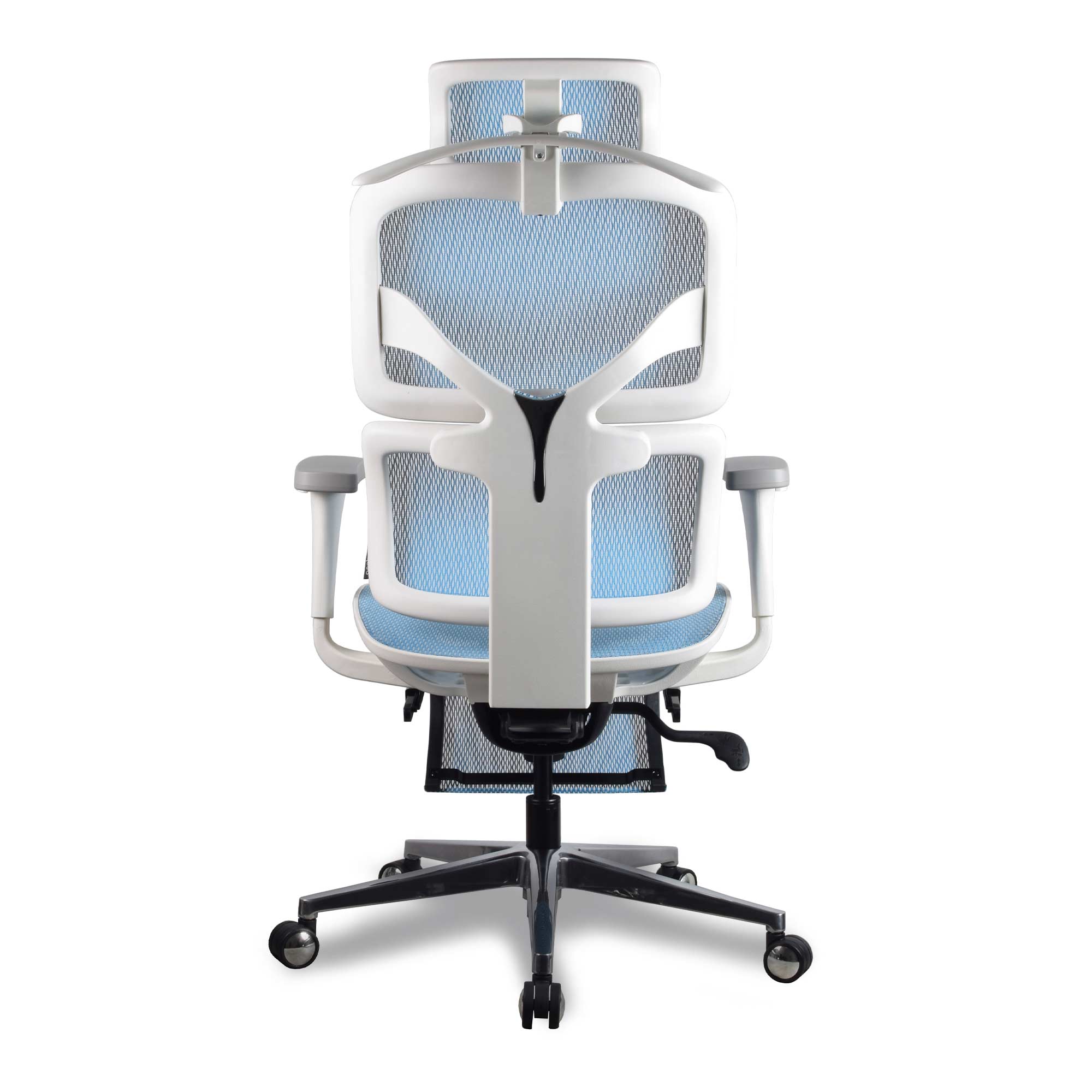 chaise ergonomique de bureau en maille bleu Kqueo