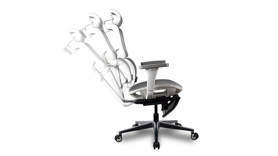 inclinaison de la chaise ergonomique TERRANA blanche grise Kqueo