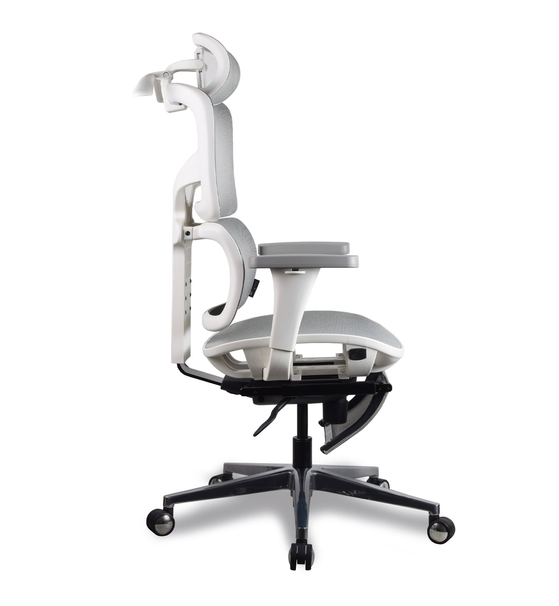 chaise ergonomique en maille blanche grise Kqueo