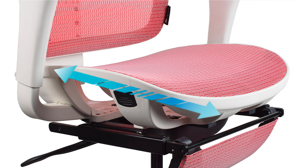 profondeur d'assise réglable chaise ergonomique TERRANA blanche et rouge Kqueo