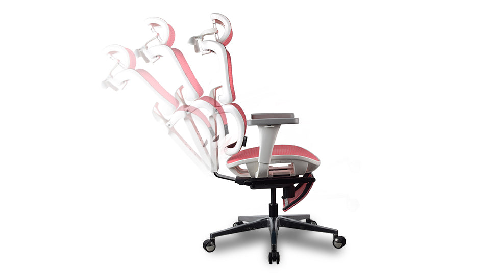 Inclinaison chaise ergonomique TERRANA blanche en maille rouge Kqueo