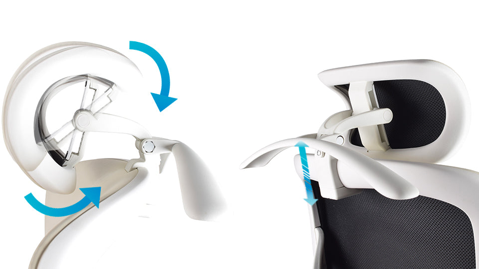 Appuie-tête ajustable chaise ergonomique TERRANA en cuir blanc reconstitué